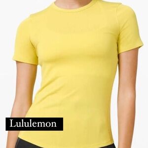 Lululemon Ribbed Hold Tight Short Sleeve Shirt Tee Yellow Serpentine